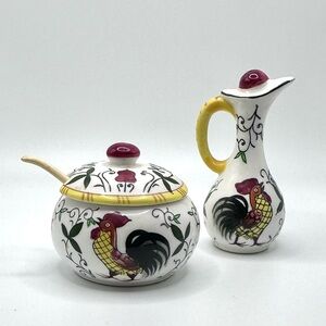 Vintage Ucagco Rooster and Roses set